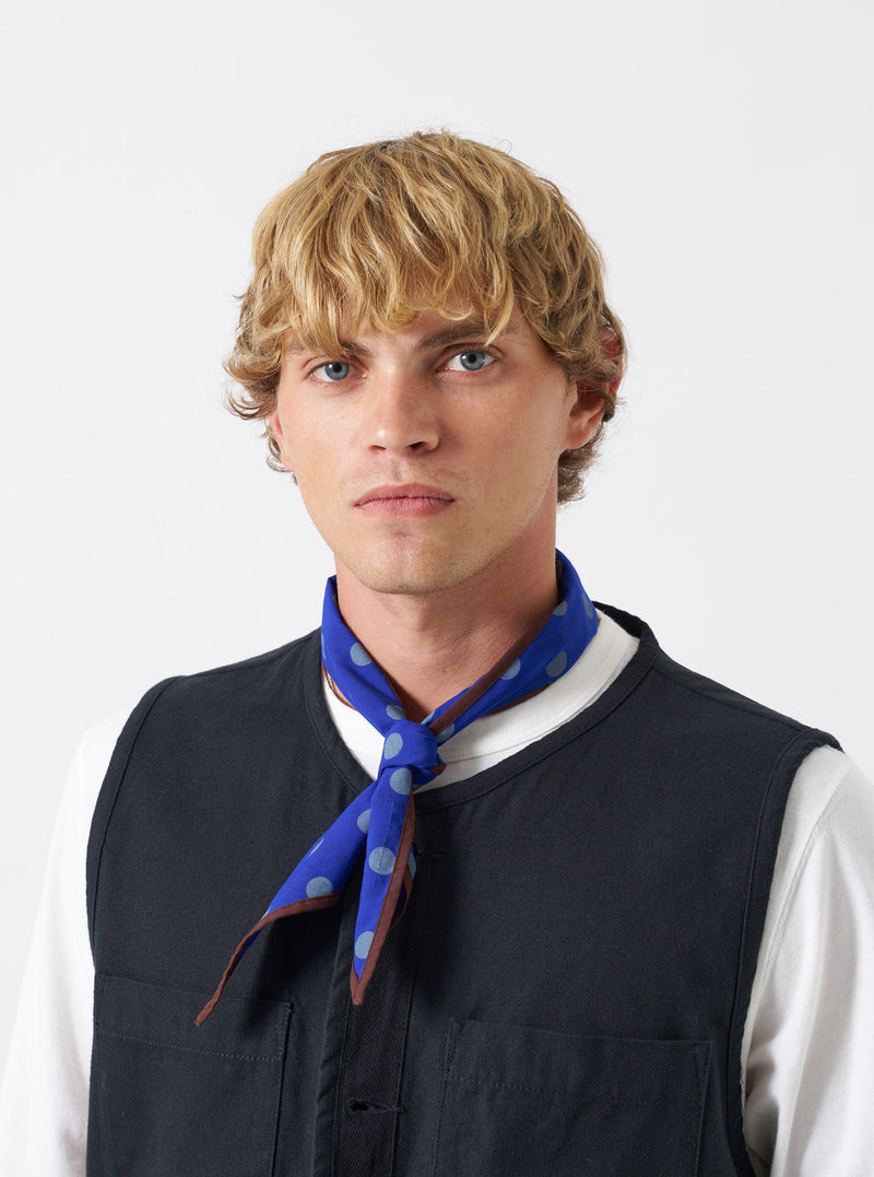 Blue Bold Dot Print Rayon Scout Scarf
