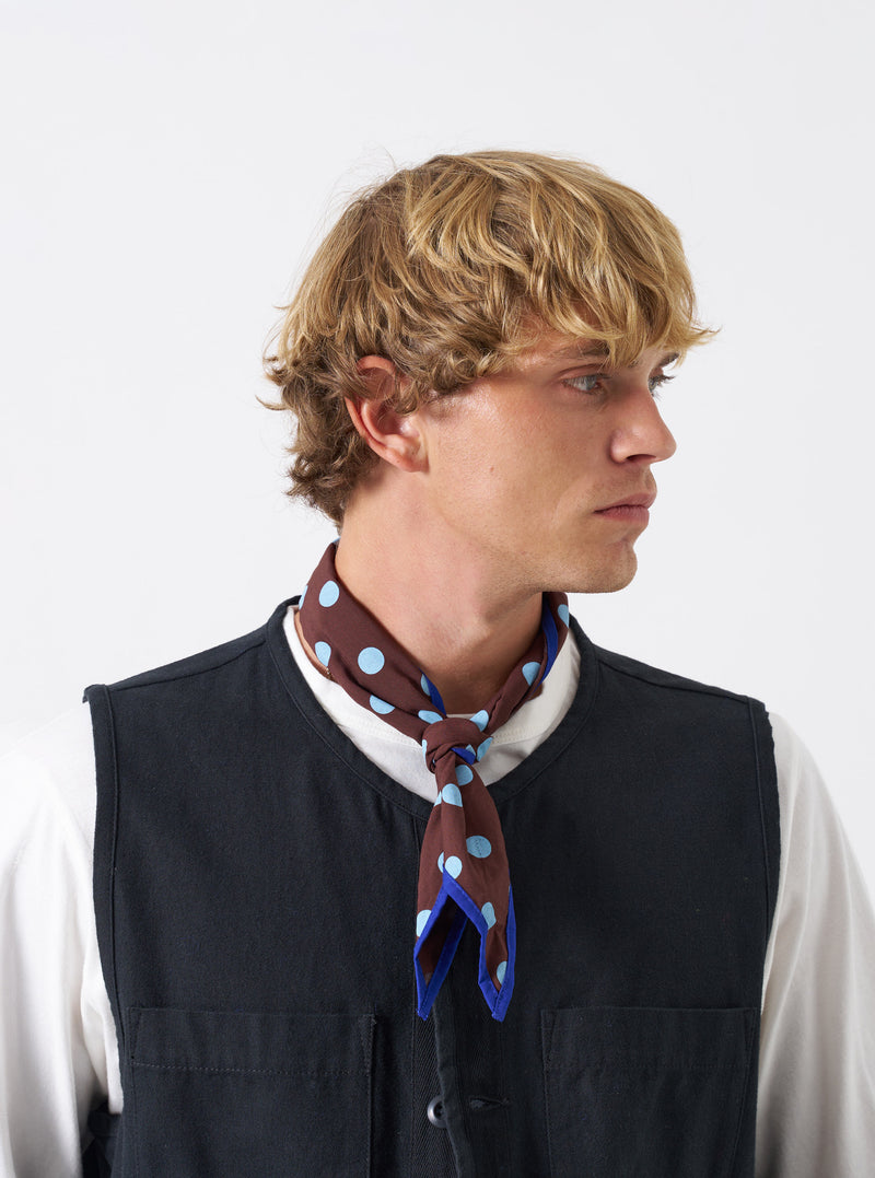 Brown Bold Dot Print Rayon Scout Scarf