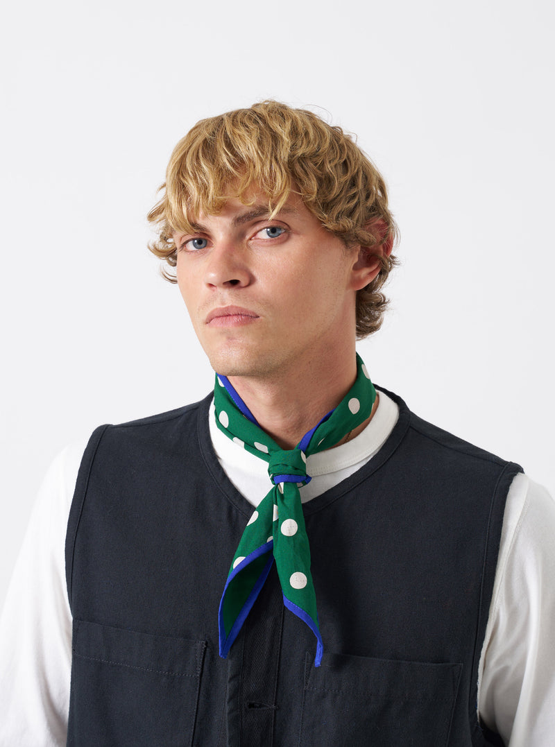 Forest Green Bold Dot Print Rayon Scout Scarf