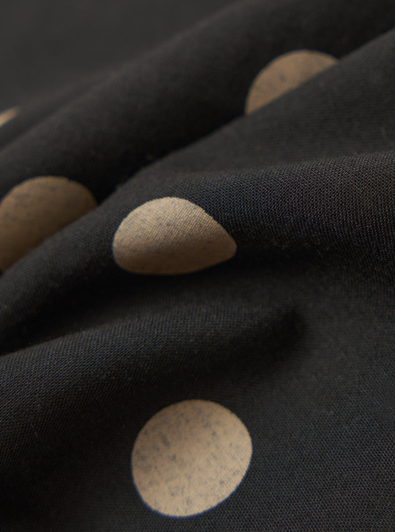 Black Bold Dot Print Rayon Scout Scarf