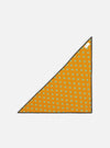 The Mustard Bold Dot Print Rayon Scout Scarf on a white background. The scarf is mustard with bold green dots and a black border.