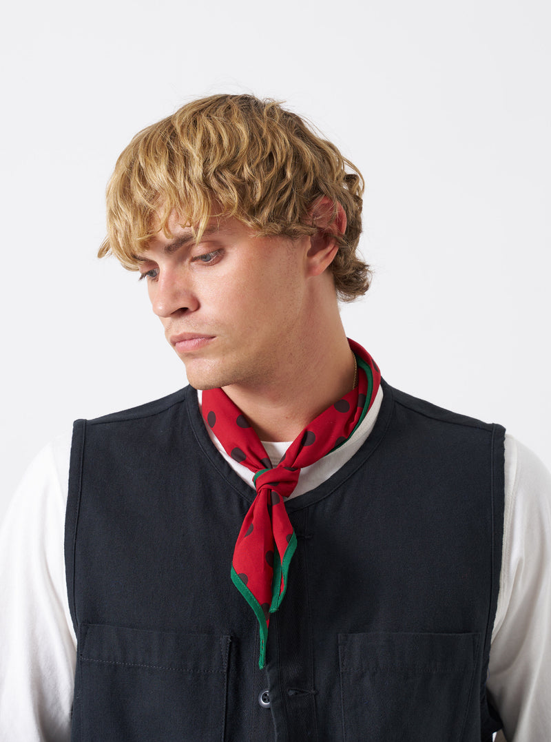 Red/Black Bold Dot Print Rayon Scout Scarf