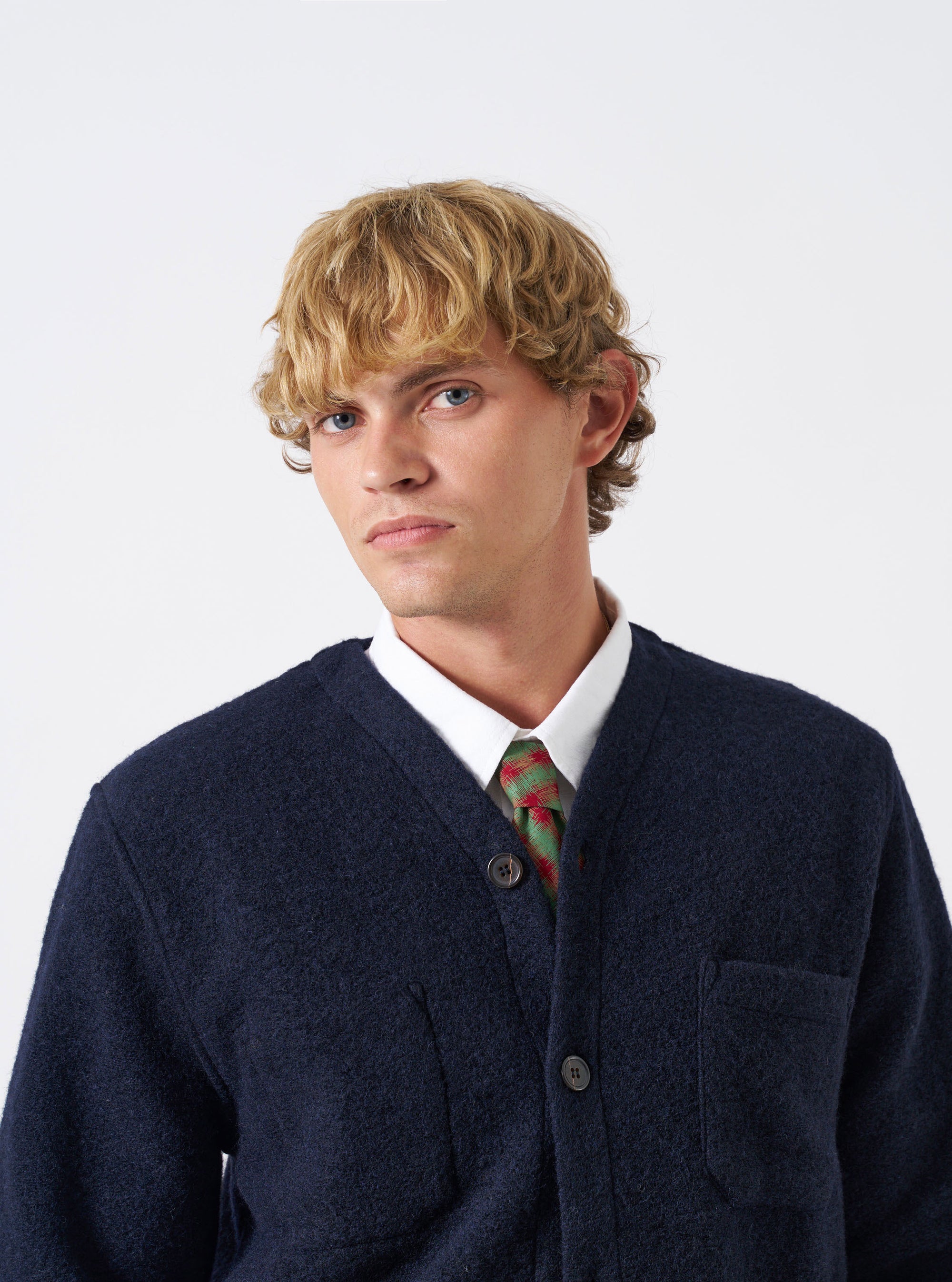 Red/Green/Mustard Sound Wave Rayon Tie