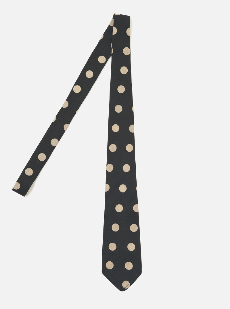 Black Bold Dot Print Rayon Tie