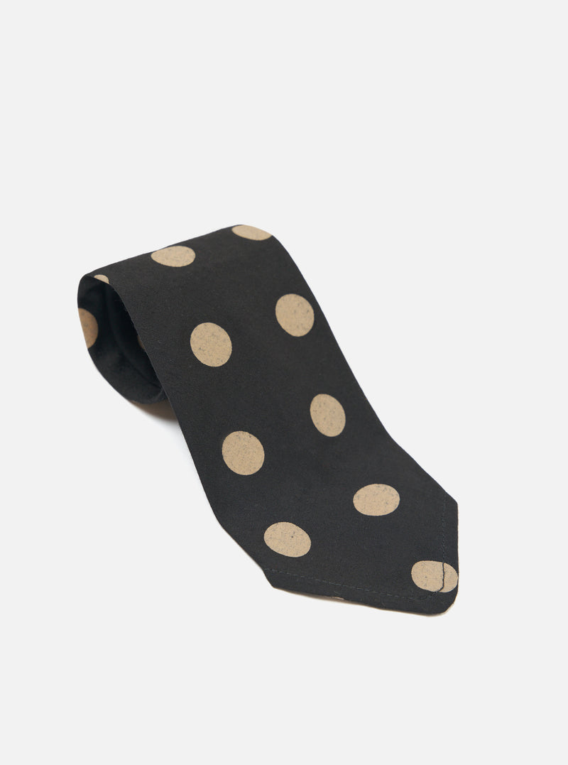 Black Bold Dot Print Rayon Tie