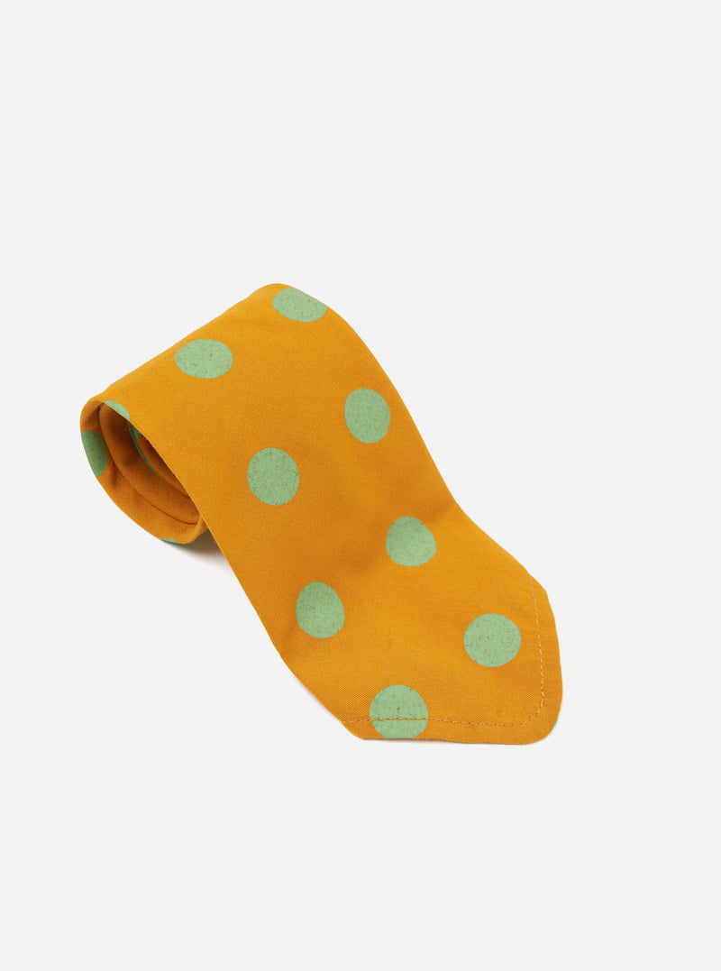 Mustard Bold Dot Print Rayon Tie