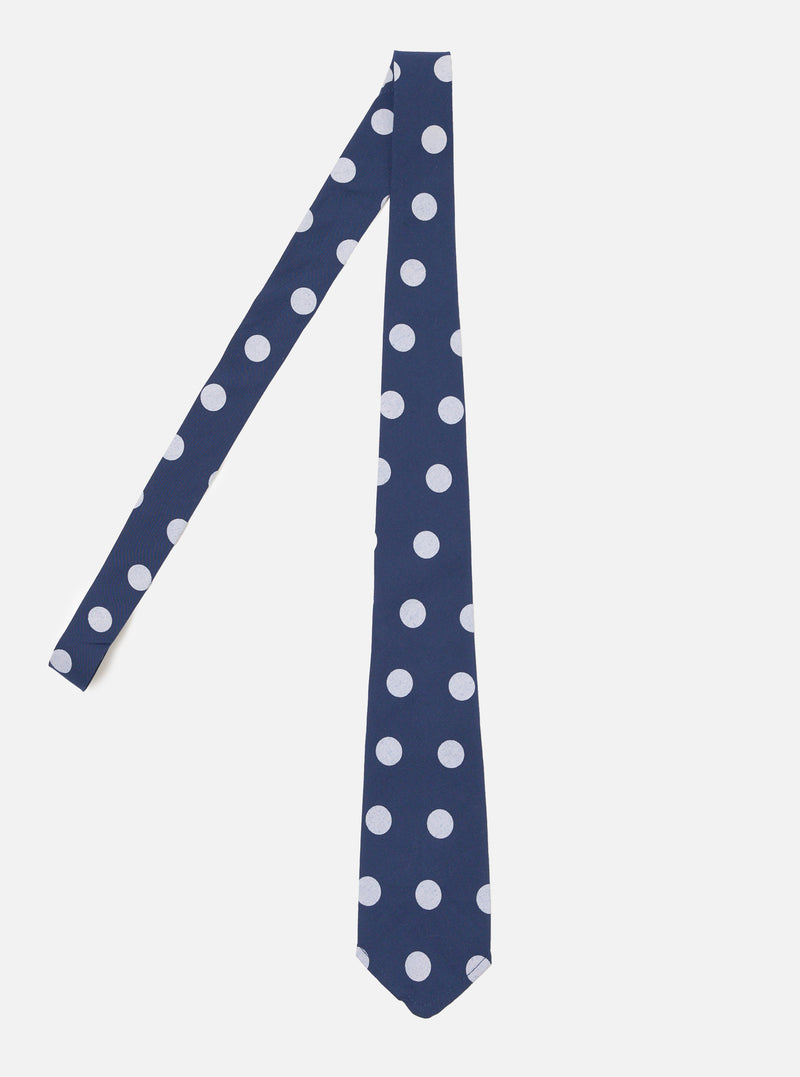 Navy Bold Dot Print Rayon Tie