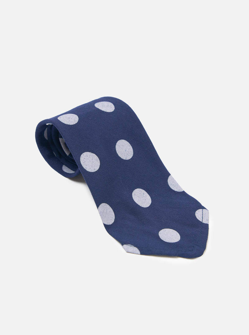 Navy Bold Dot Print Rayon Tie