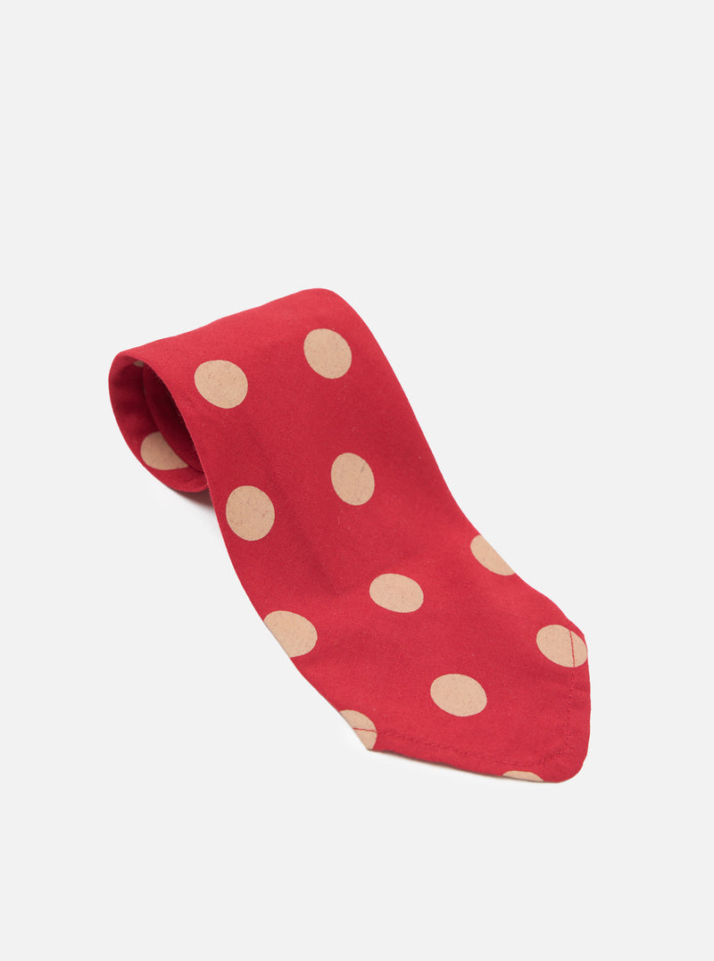 Red Bold Dot Print Rayon Tie