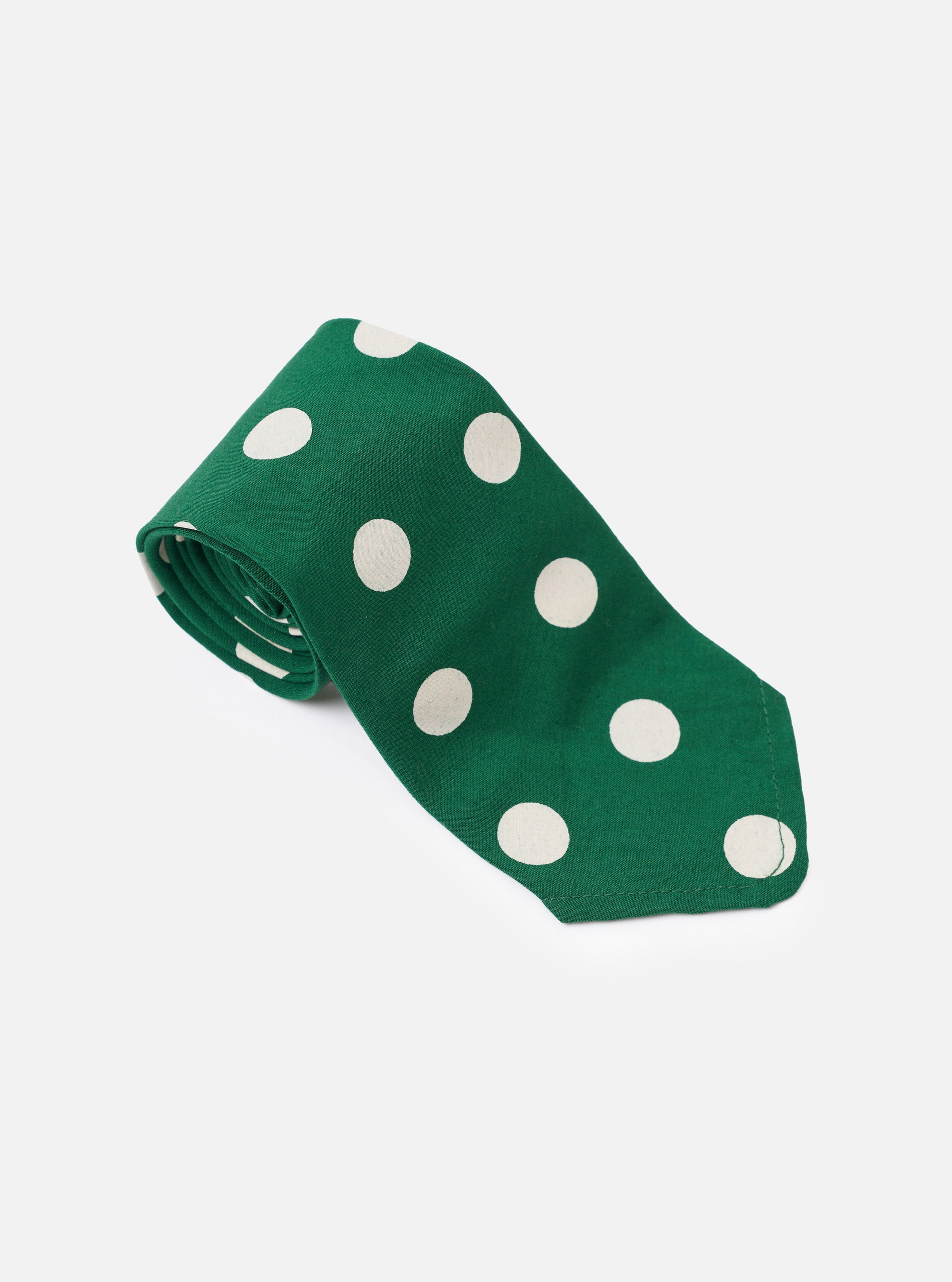 Forest Green Bold Dot Print Rayon Tie