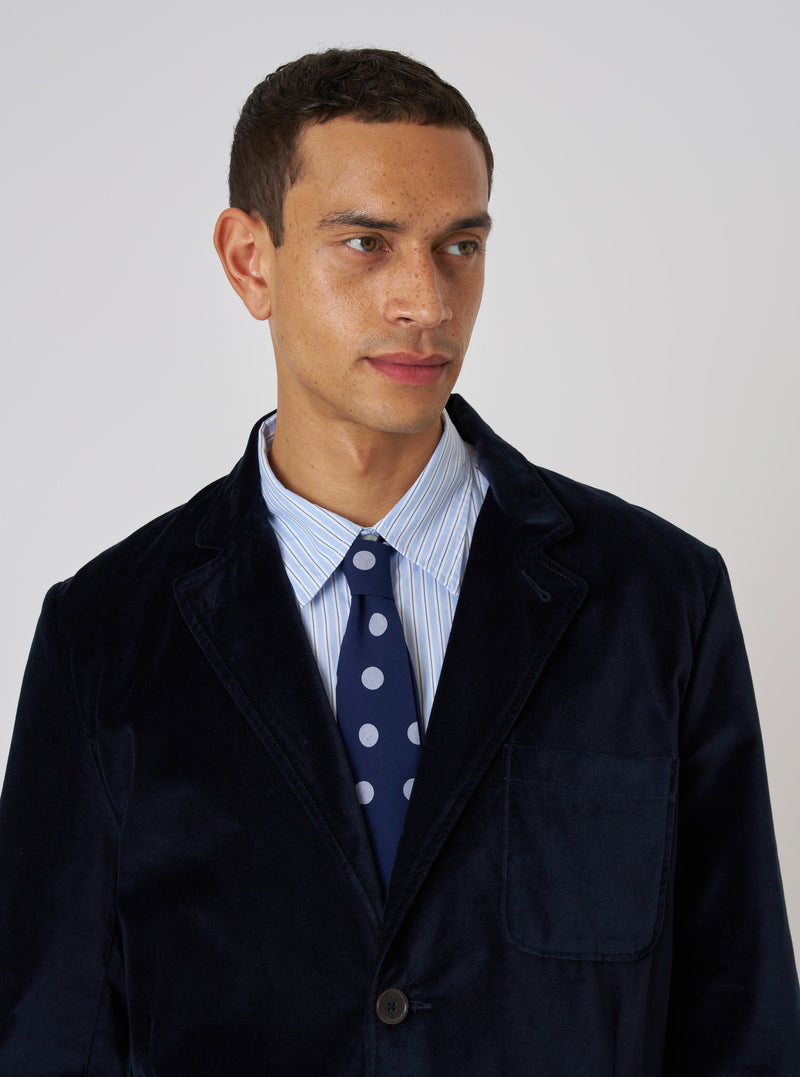 Navy Bold Dot Print Rayon Tie