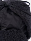 Close-up of the cableami® Black Military Nylon Twill Boa Aviator hat, showing the black nylon and boa textures. The hat is on a white background.