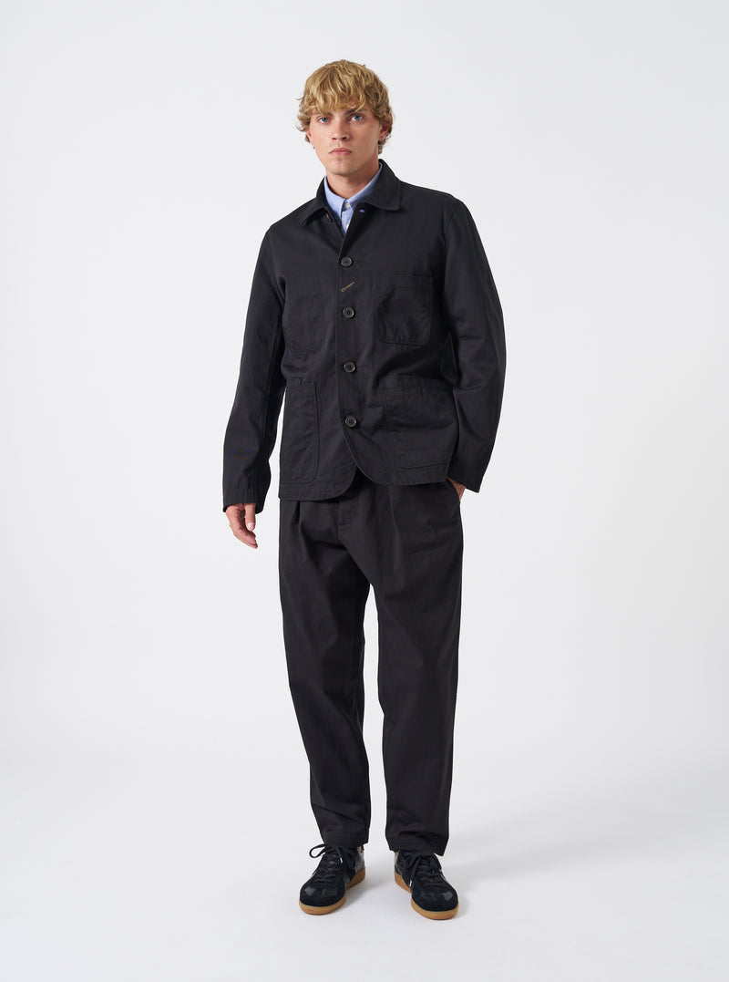 Black Twill Bakers Chore Jacket