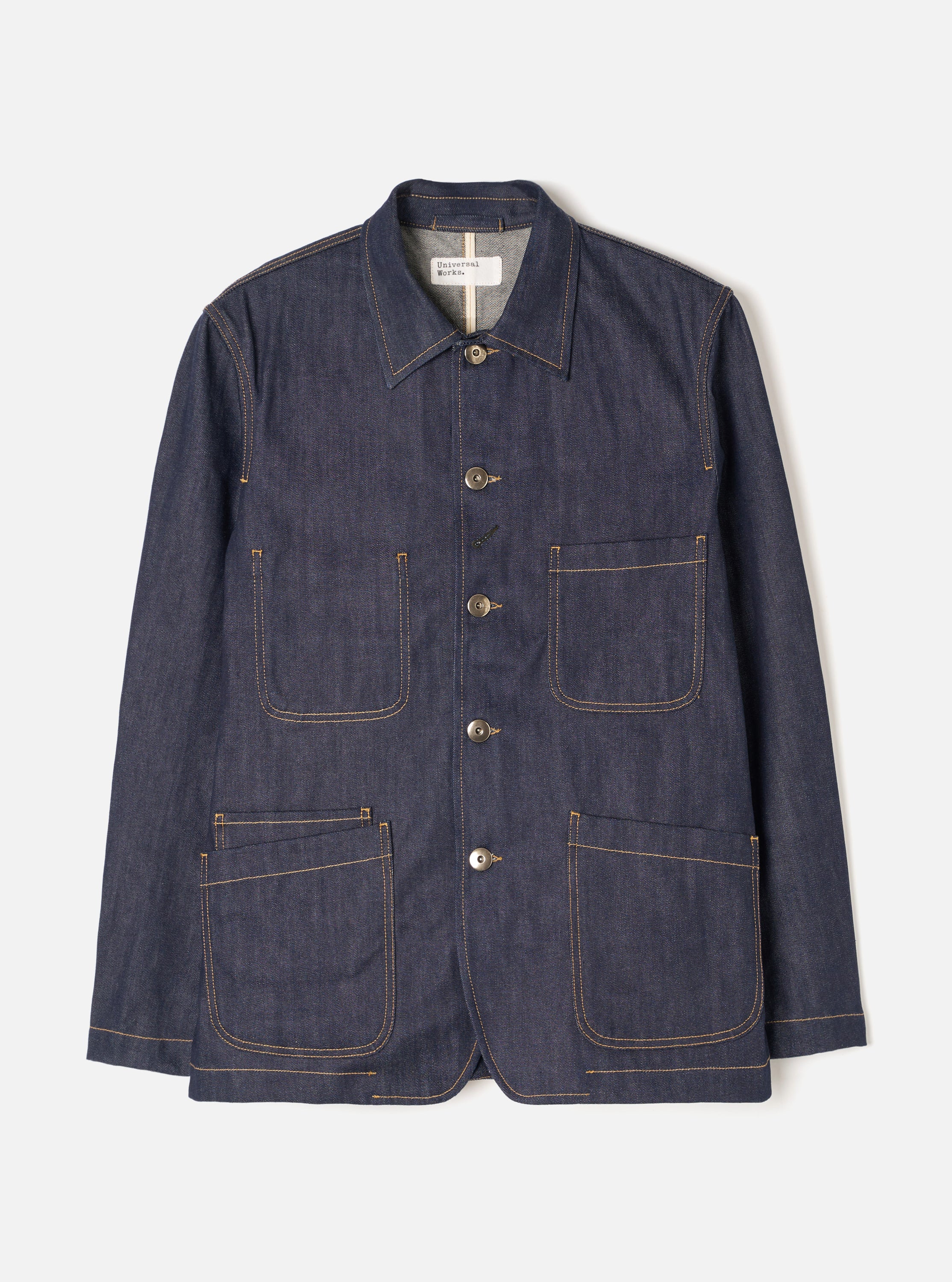 Men's Indigo 13oz Selvedge Denim Bakers Chore Jacket – Universal Works