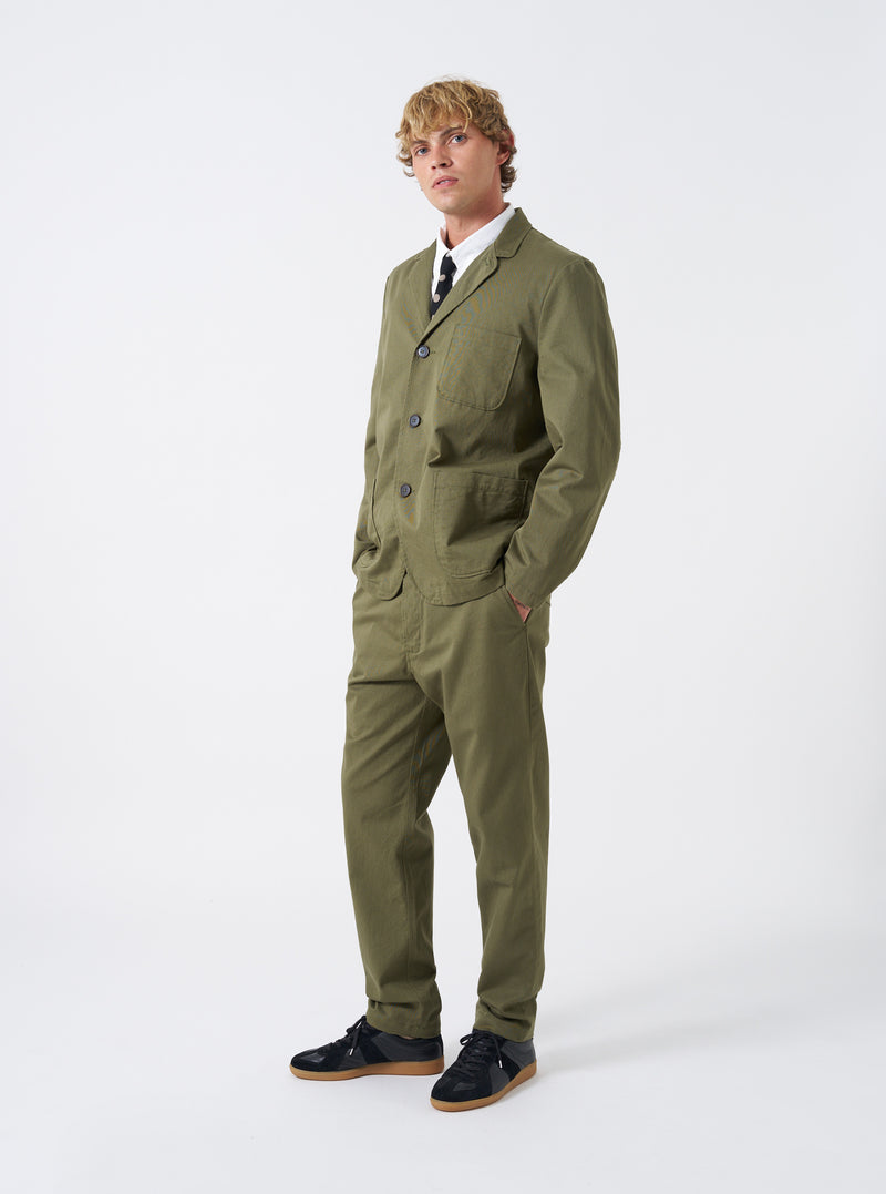 Light Olive Twill Three Button Jacket