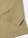 Close-up of the Sand Twill Kyoto Work Jacket on a white surface. Shows the twill texture, pocket detail, and sand color of the jacket.