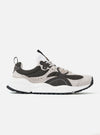 Side view of the Flower Mountain Light Grey/Dark Grey Suede/Nylon Wave Man sneaker on a white background. The shoe features a mix of suede and nylon materials.