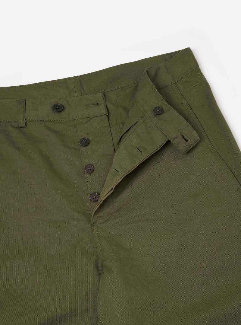 Olive Green Twill Curved Pant
