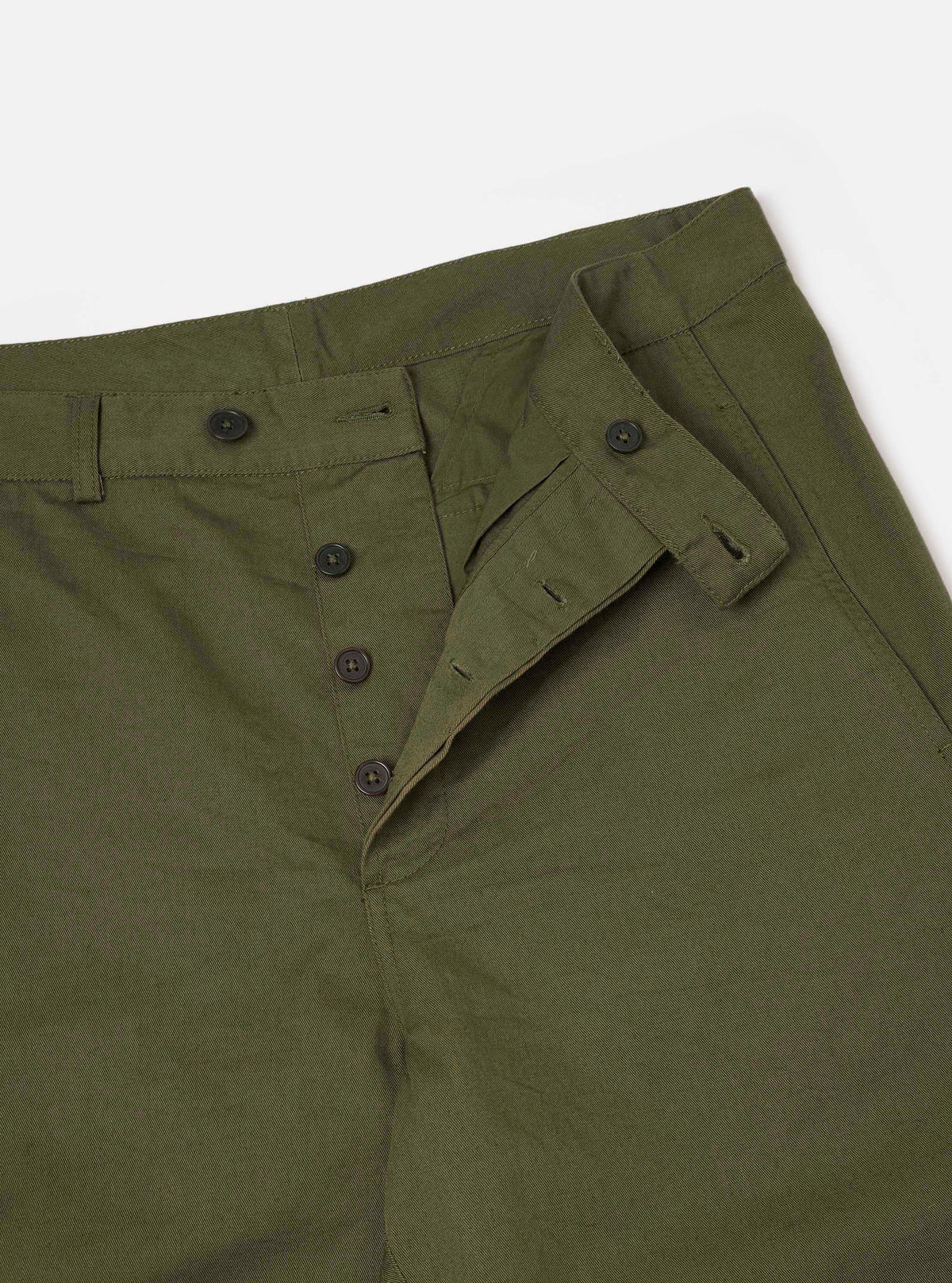 Olive Green Twill Curved Pant