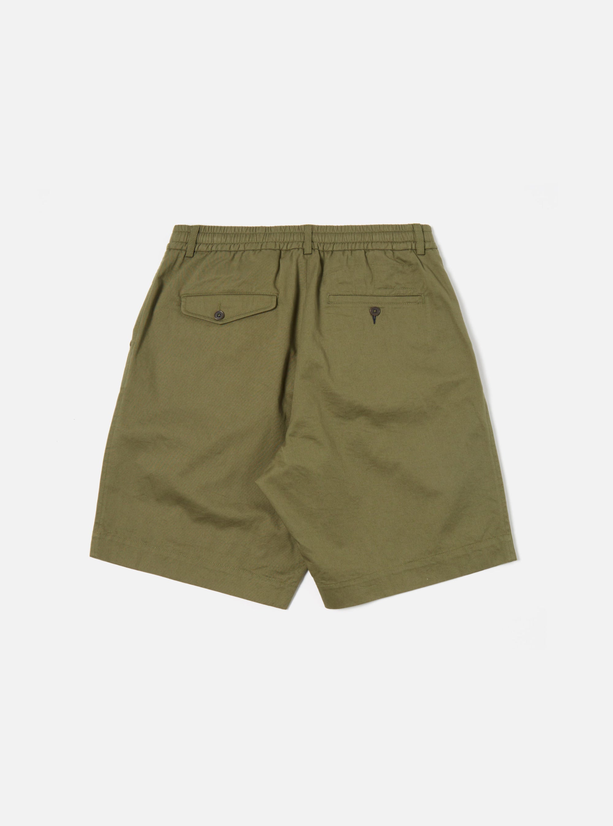 Light Olive Twill Twill Pleated Track Short