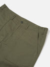 Olive green pants on a light gray background