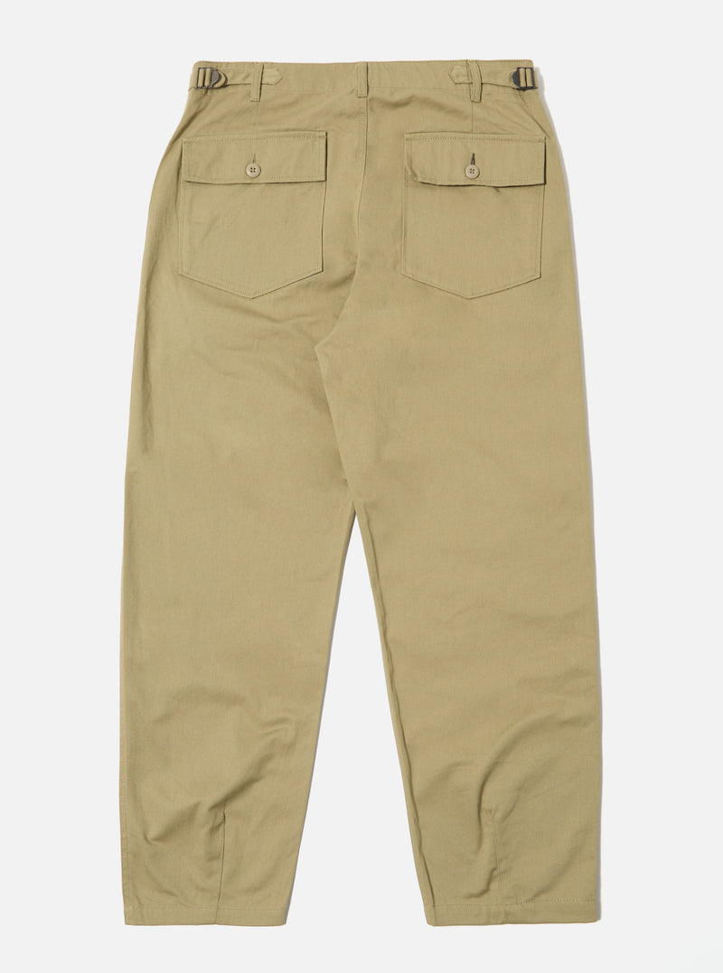 Back view of the Sand Twill Fatigue Pant on a white background. The pants are a relaxed fit and made of a durable twill fabric.