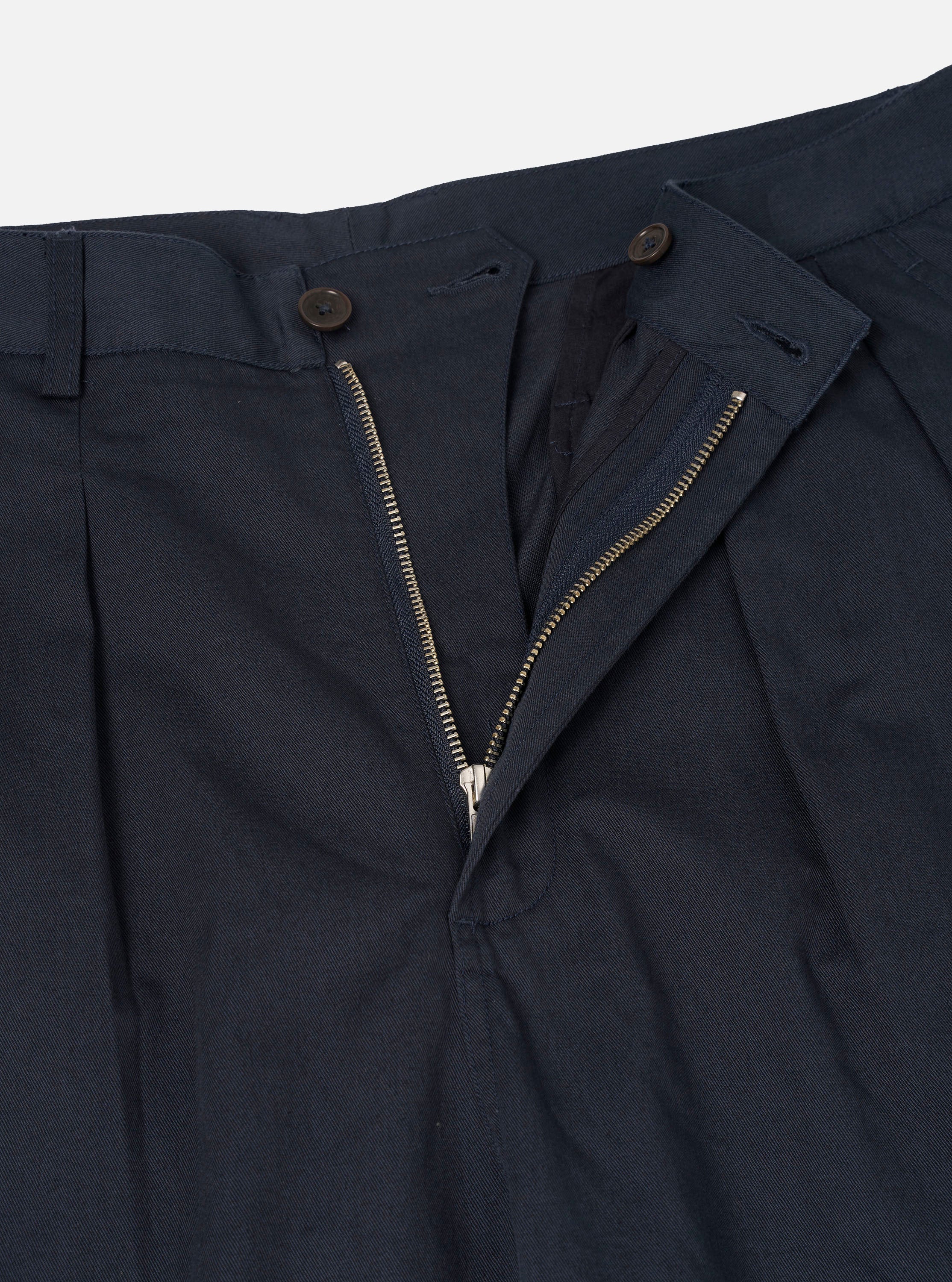 Men's Navy Twill Double Pleat Pant – Universal Works