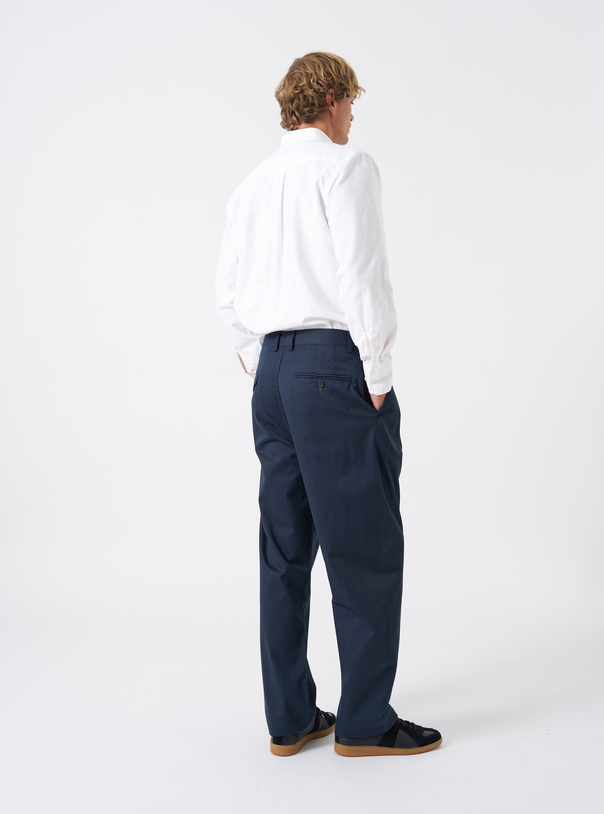 Navy Twill Double Pleat Pant