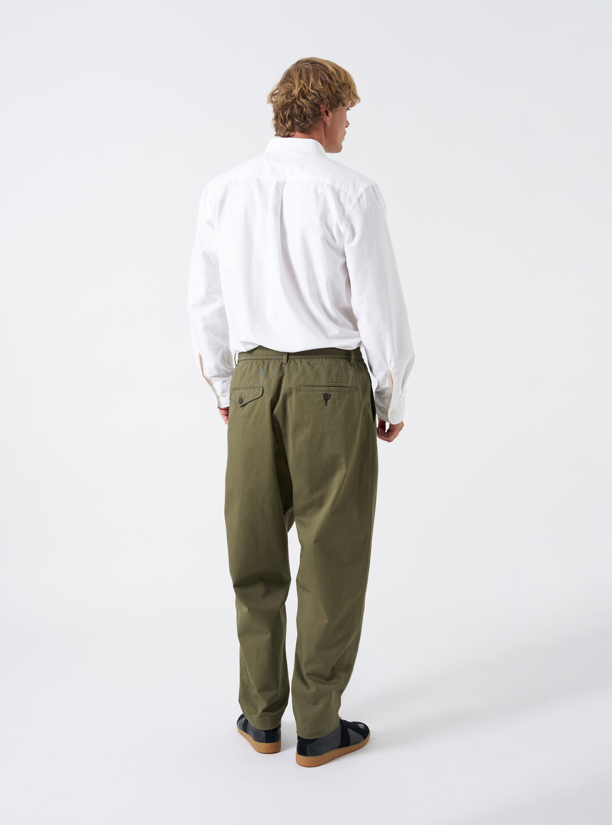 Light Olive Twill Pleated Track Pant