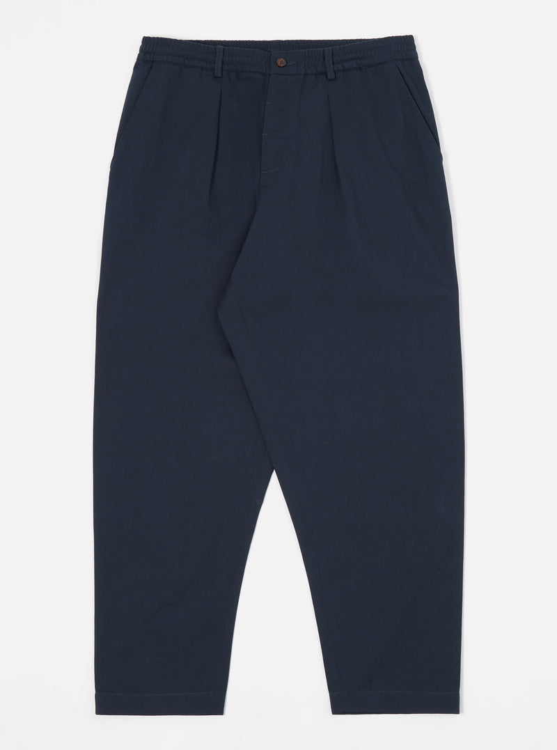 Navy Twill Pleated Track Pant
