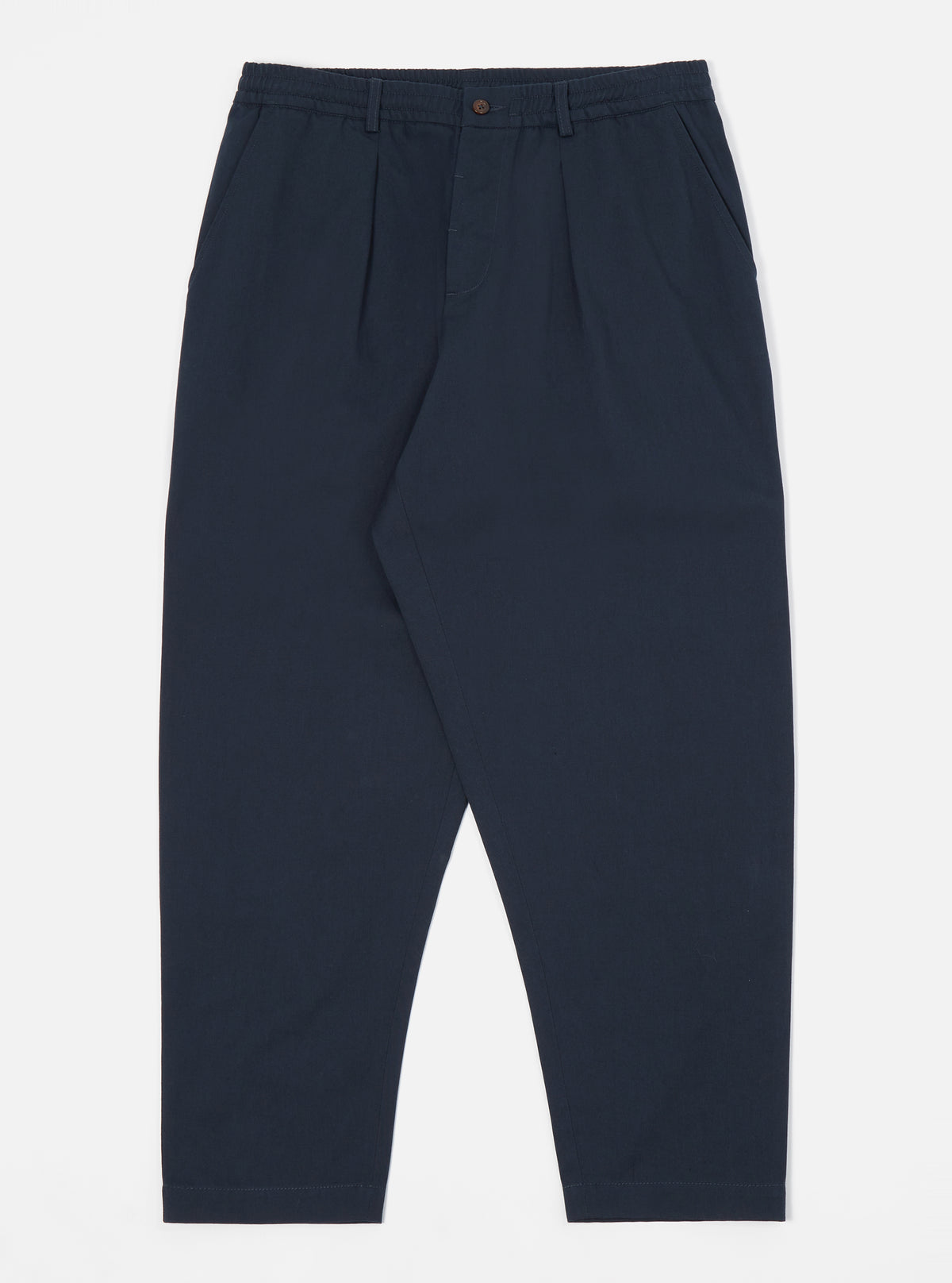 Navy Twill Pleated Track Pant
