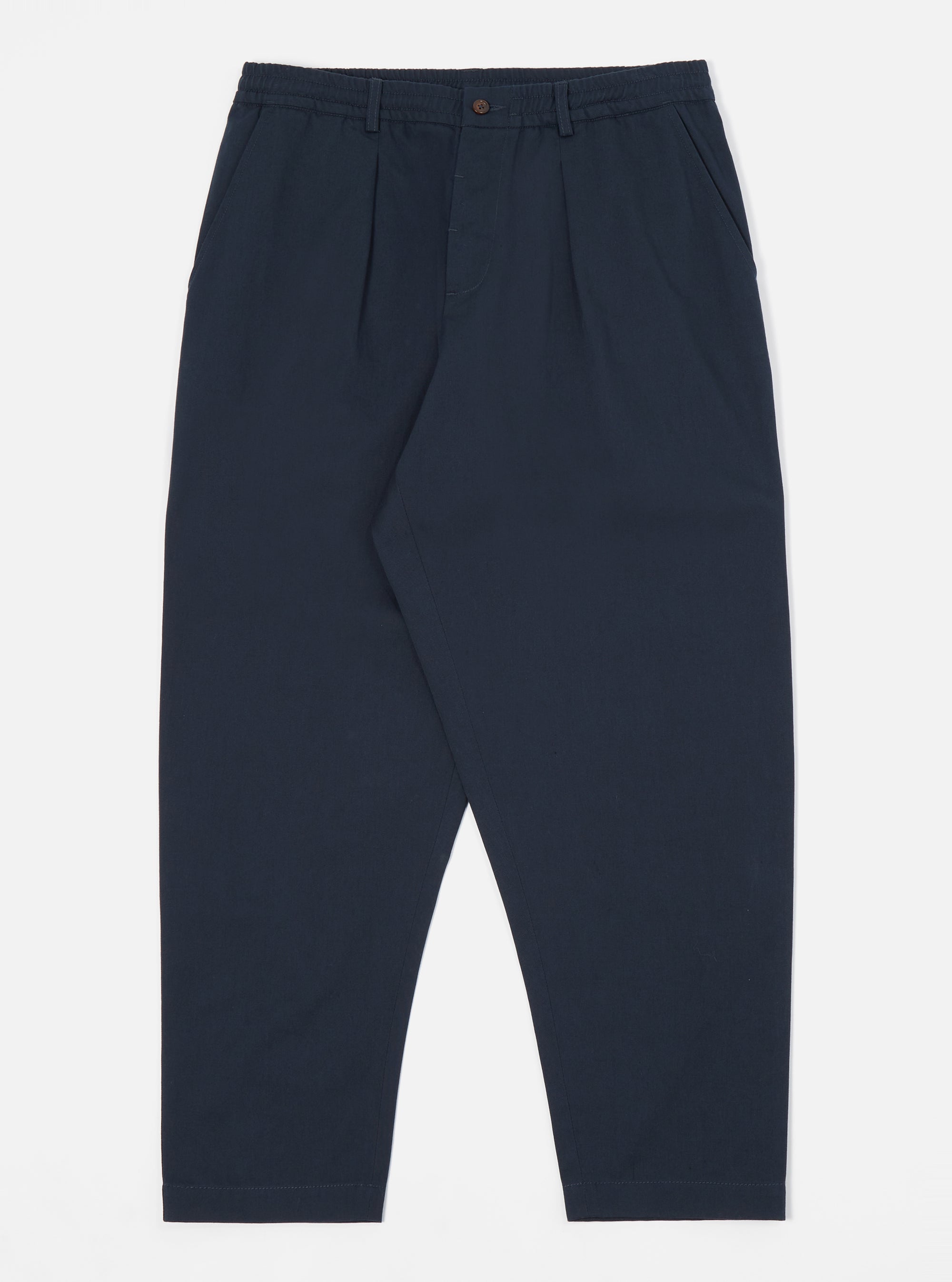 Navy Twill Pleated Track Pant