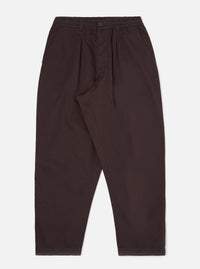 Brown Twill Pleated Track Pant