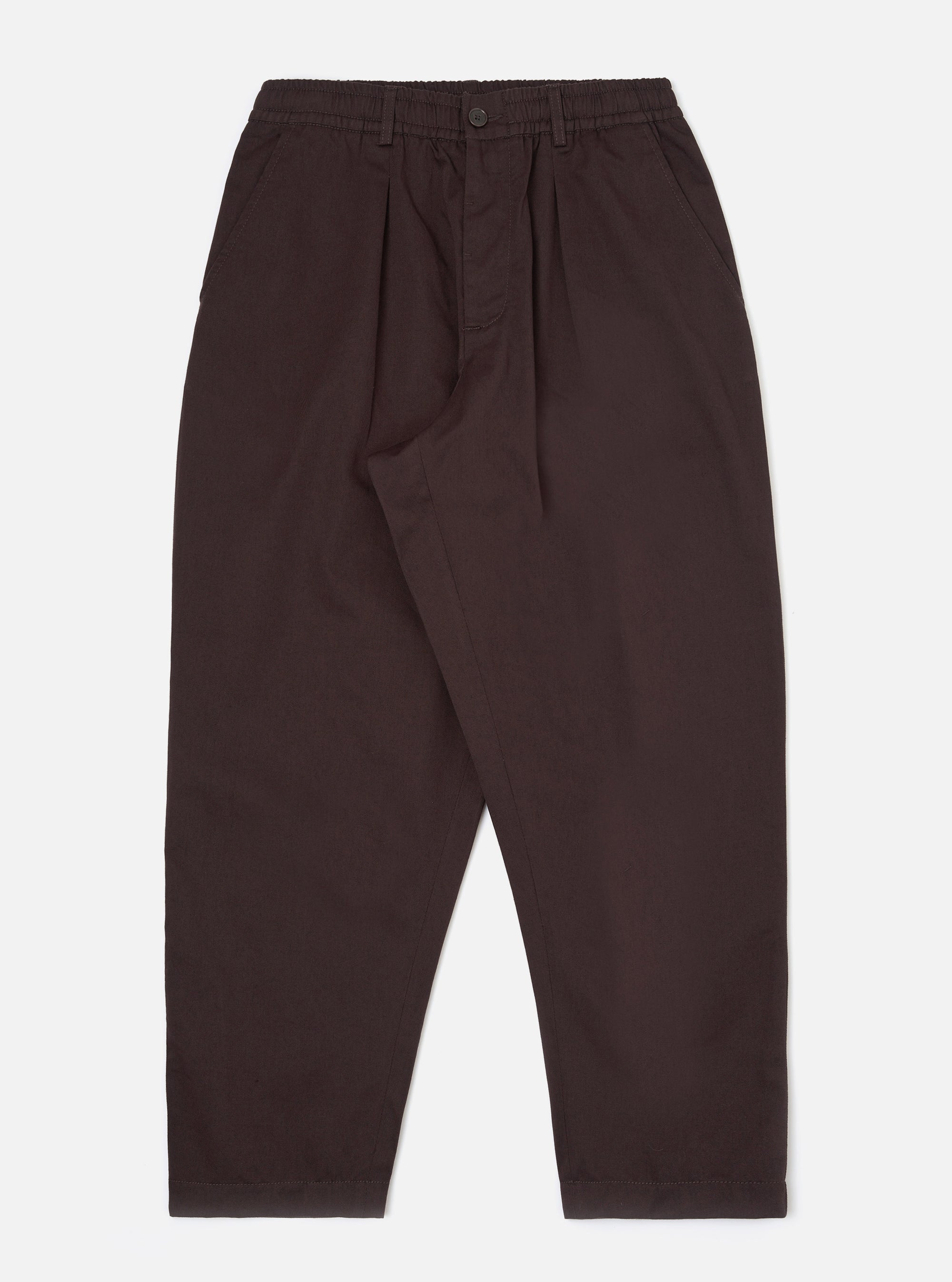 Brown Twill Pleated Track Pant