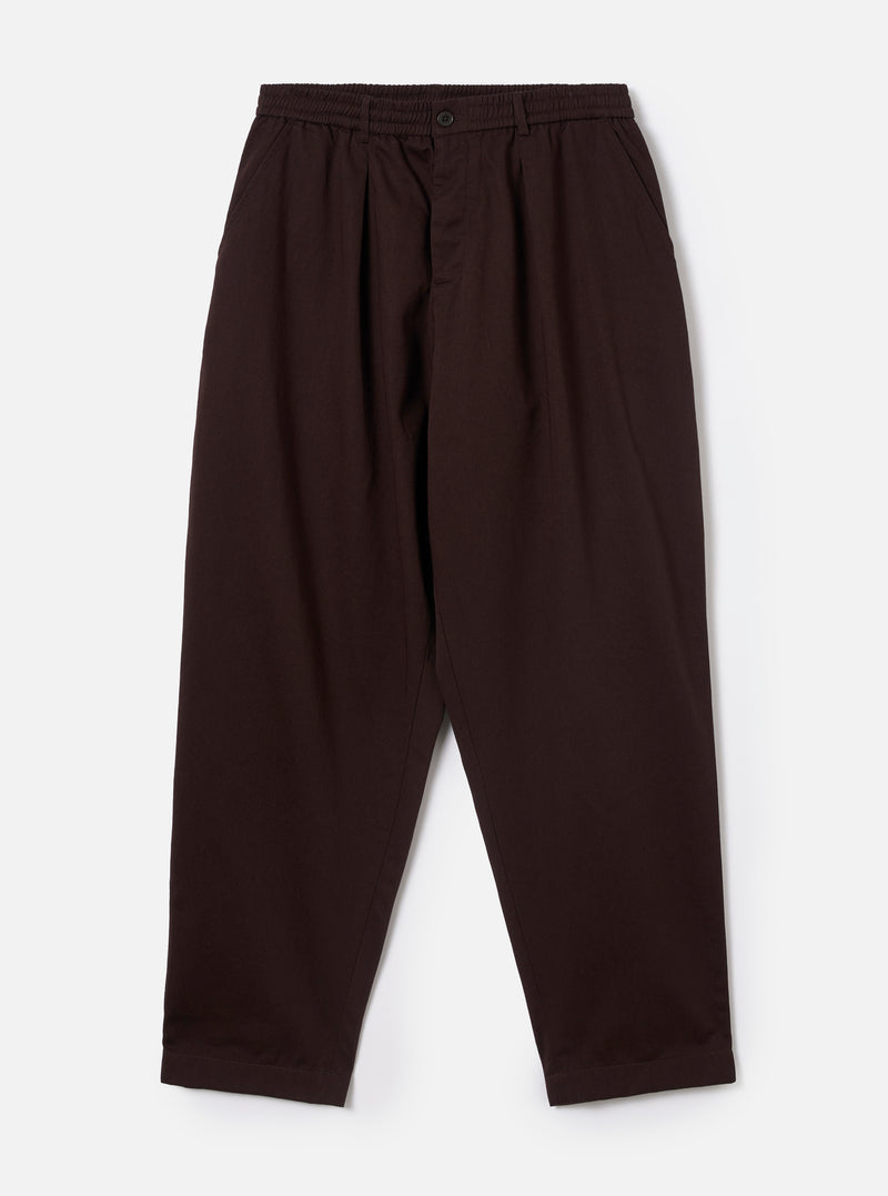Brown Twill Pleated Track Pant