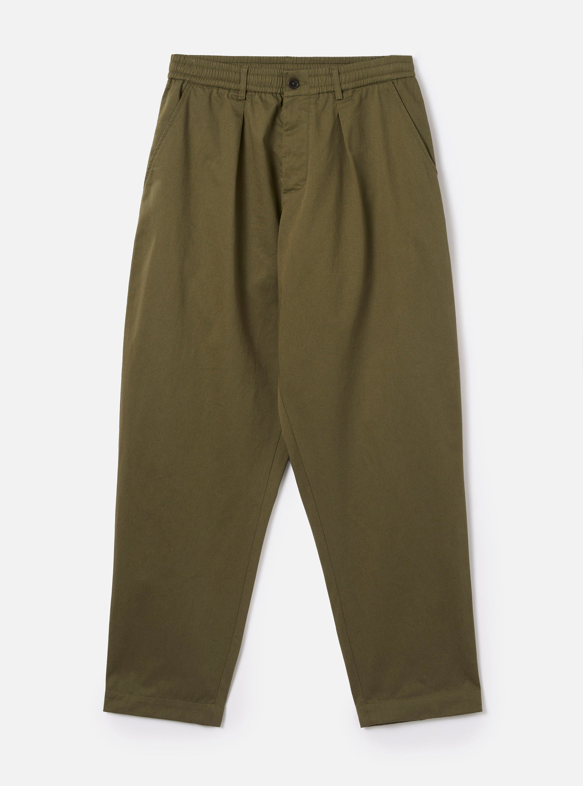 Light Olive Twill Pleated Track Pant