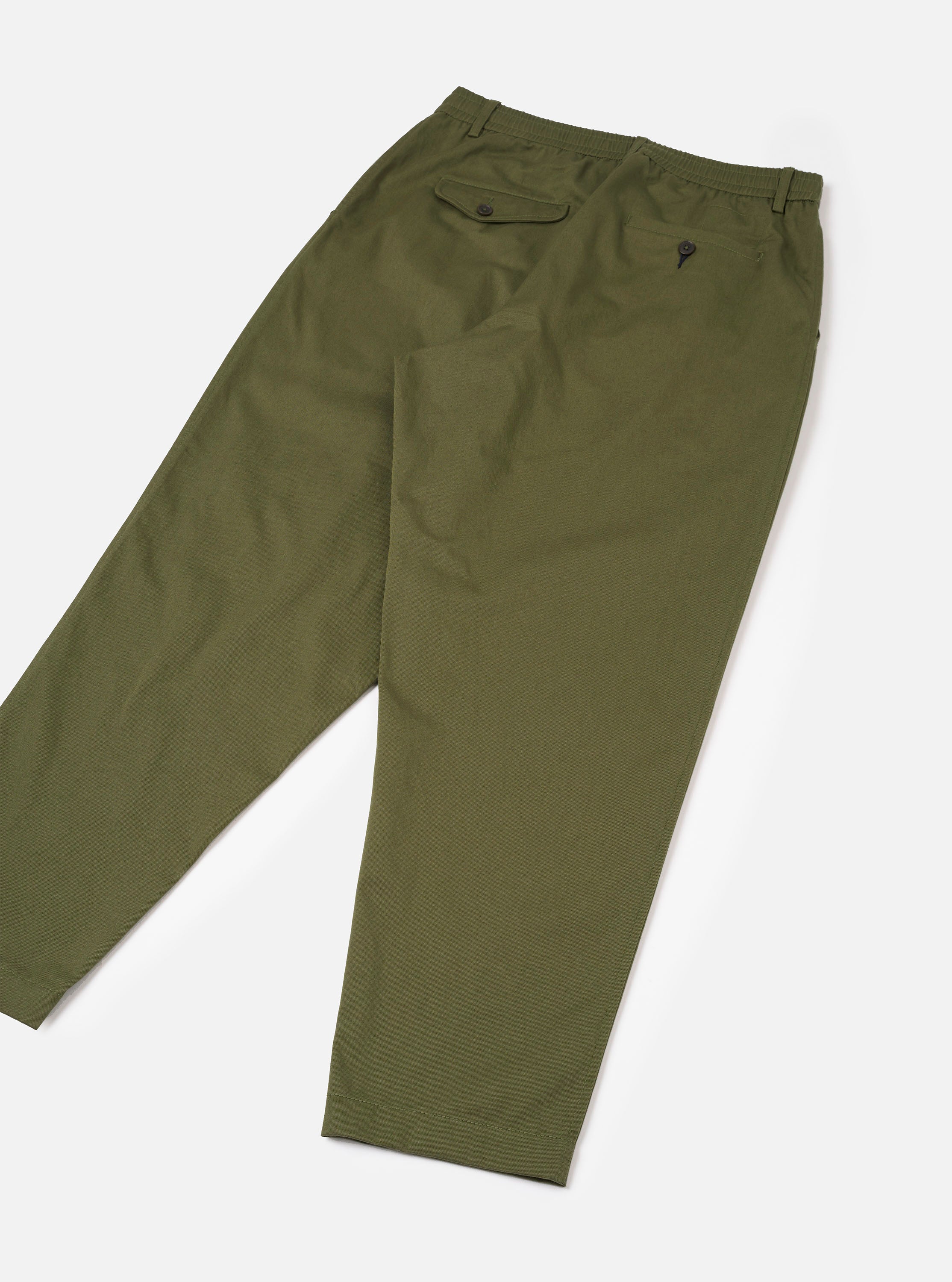 Men's Olive Green Twill Pleated Track Pant – Universal Works