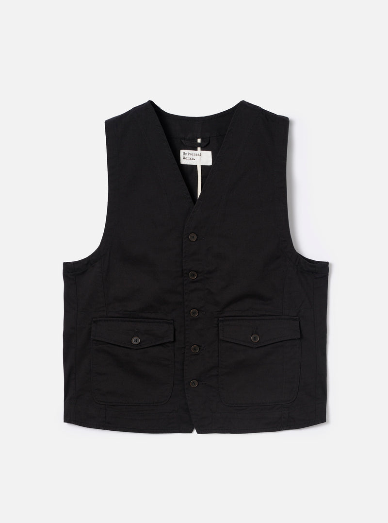 Black Twill Field Waistcoat