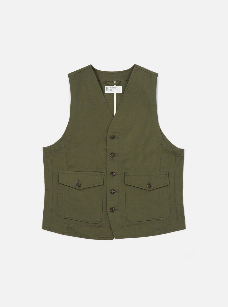 Light Olive Twill Field Waistcoat