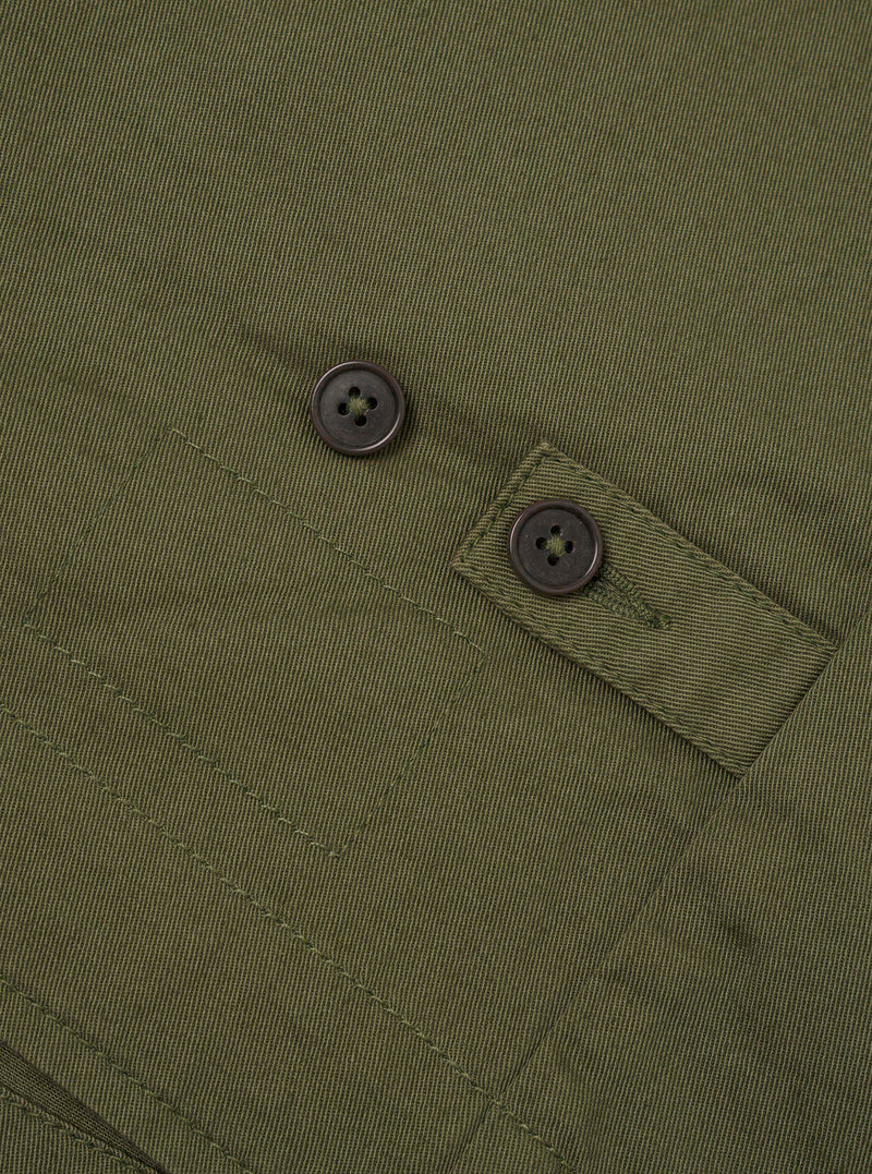 Olive Green Twill Field Waistcoat