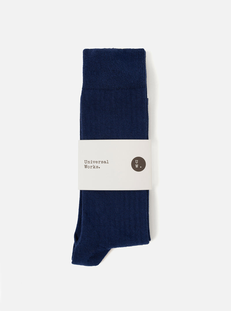 Navy Rib Knit Modal Sock