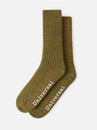 Olive Slub Knit Slub Sock