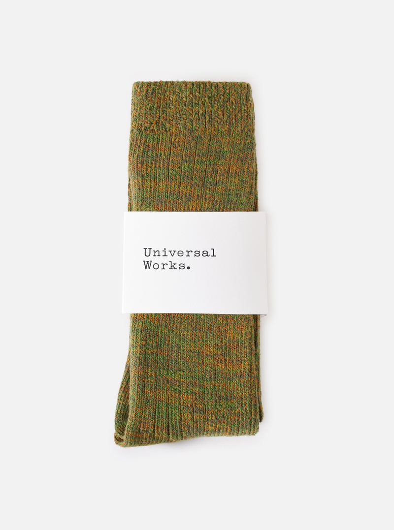Olive Slub Knit Slub Sock