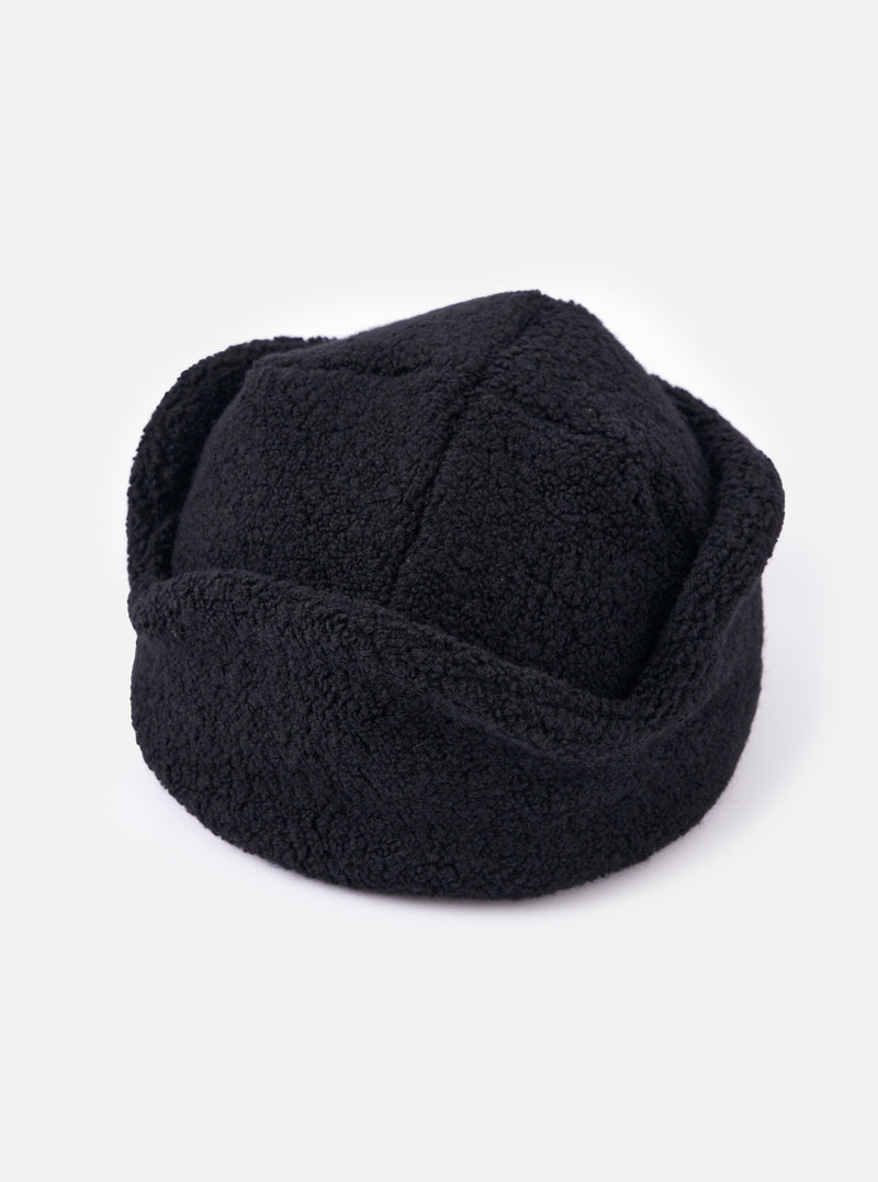 cableami® Black Recycled Wool Flight Watch Cap