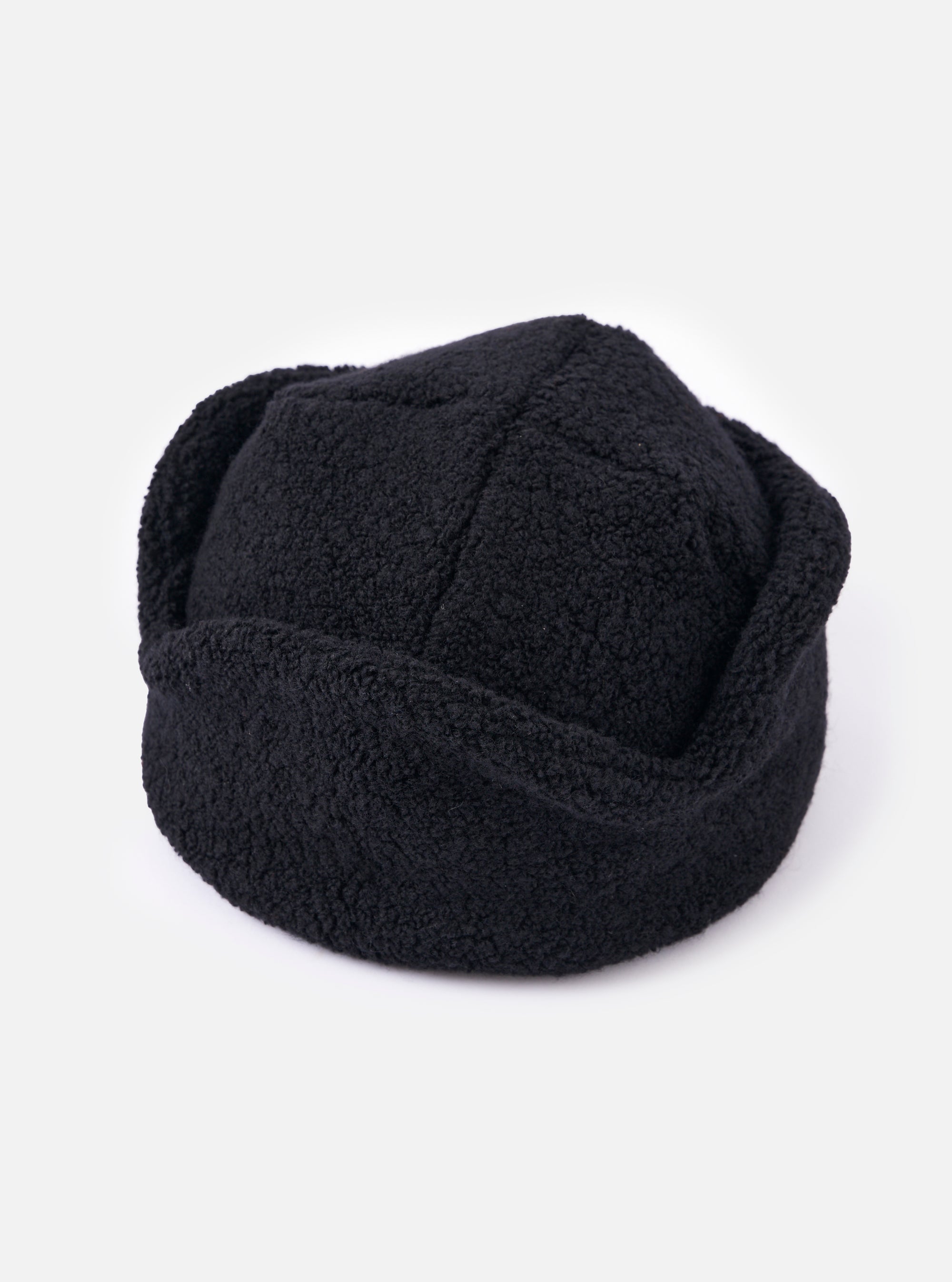 cableami® Black Recycled Wool Flight Watch Cap