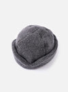 Close-up of a cableami® Grey Recycled Wool Flight Watch Cap on a white background. The cap is a soft, heathered grey with a folded brim.