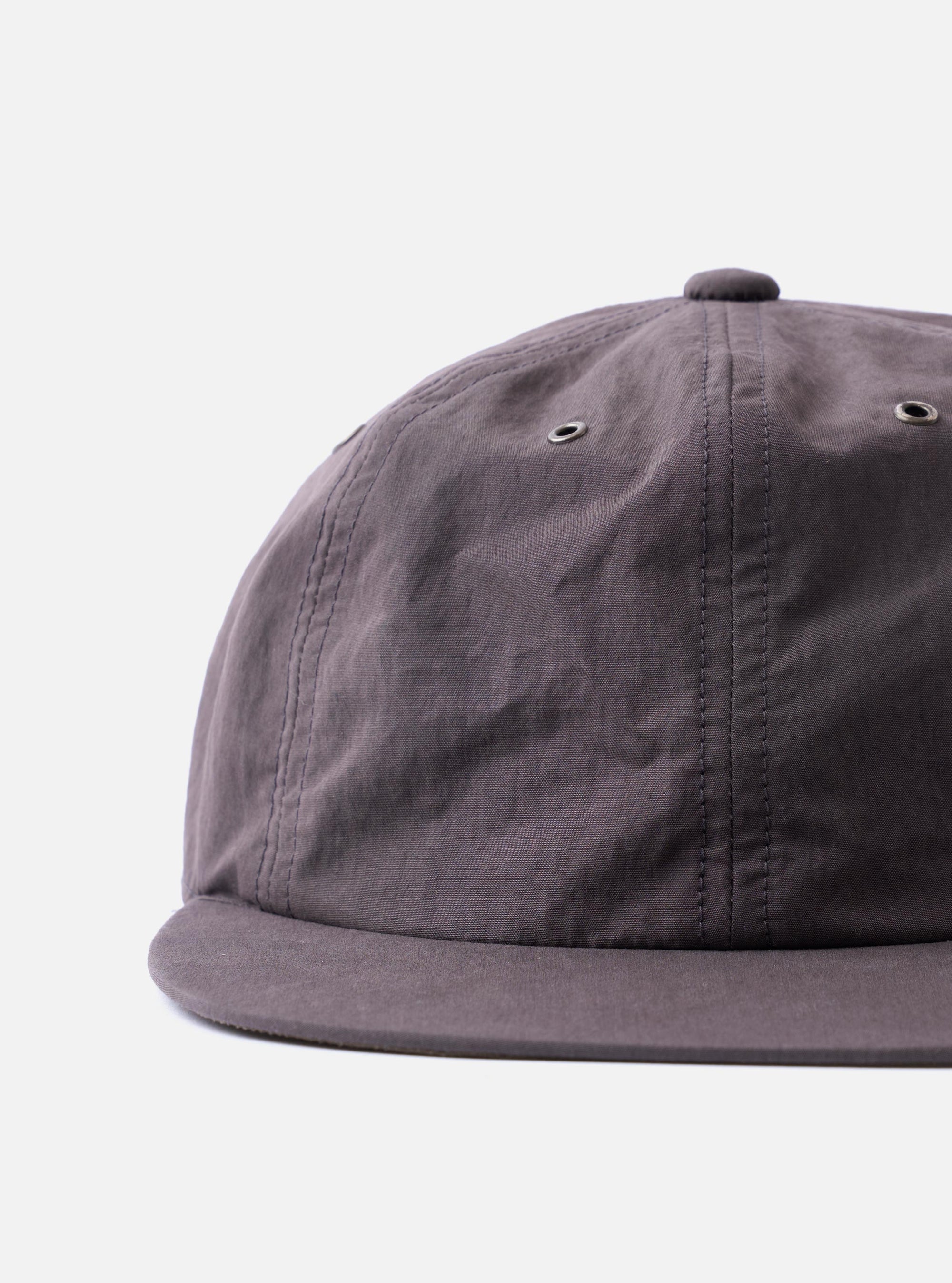 The cableami Grey/Olive Cotton/Nylon B.B Cap is shown as a flat lay from the back against a plain white background. The image highlights the grey six-panel construction, the flat olive green peak, and the integrated elasticated band at the rear for a comfortable fit.