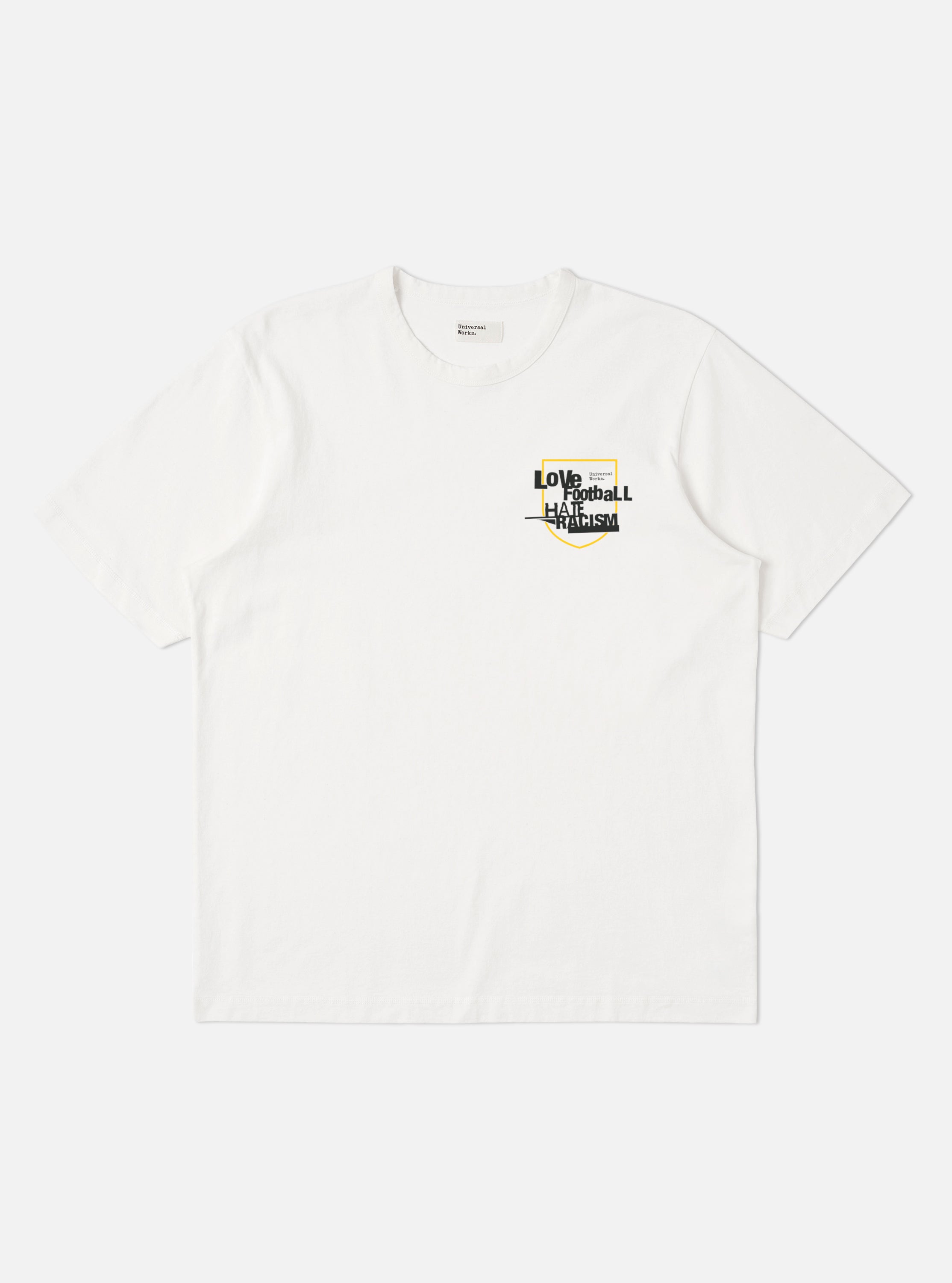 White Single Jersey Charity Football Tee – Universal Works
