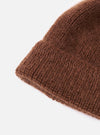 Close-up of the cableami® Brown Mohair Watch Cap showing the texture and color of the mohair. The cap is displayed on a white background.