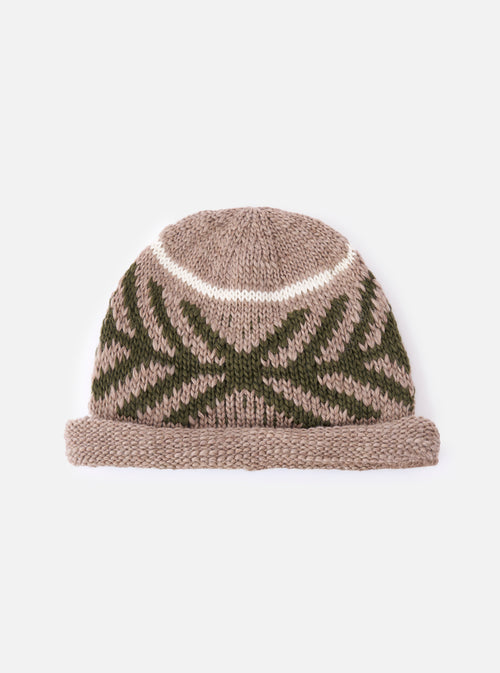 cableami® Beige Wool Jacquard Watch Cap
